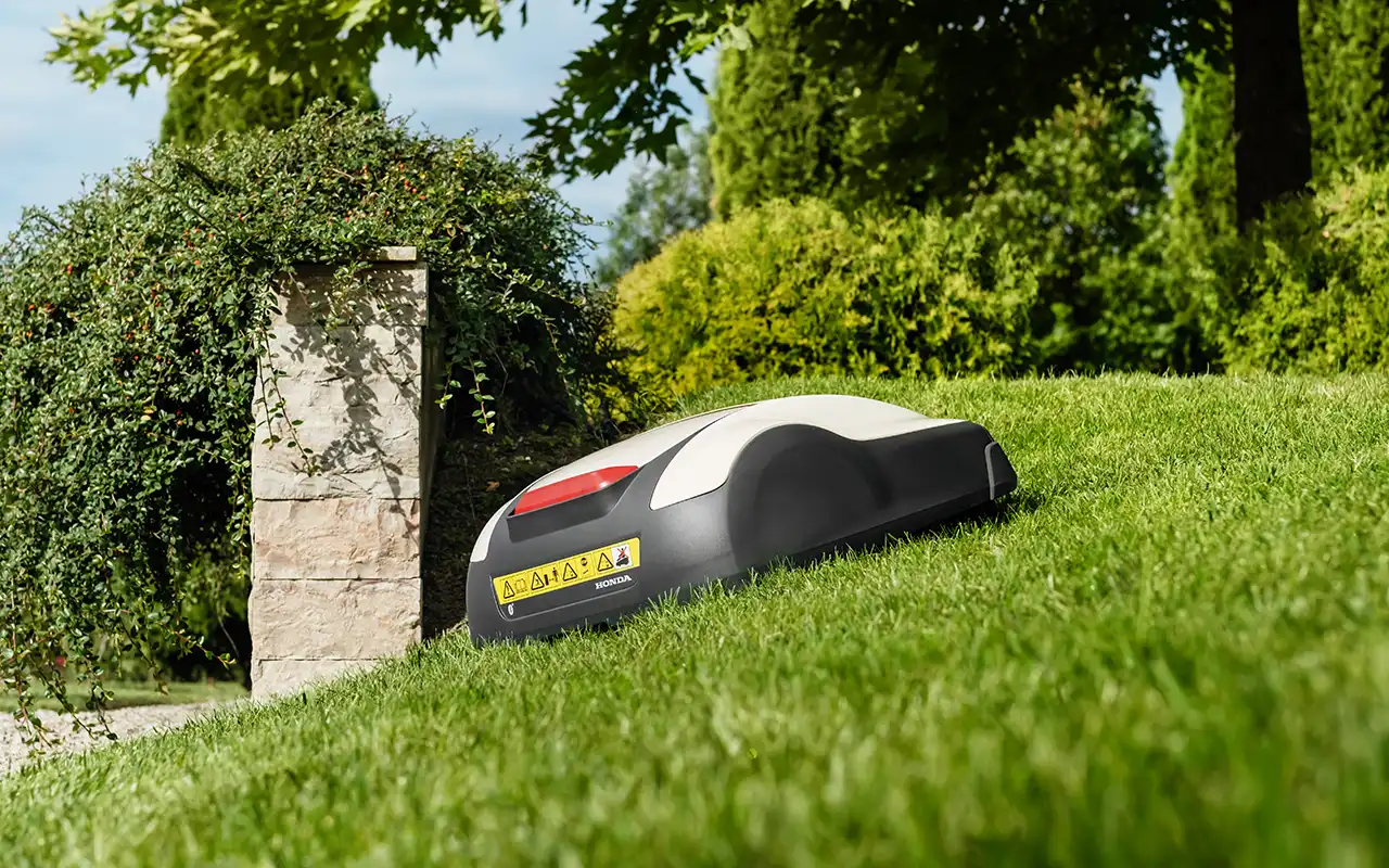 Honda Miimo robotgräsklippare klipper gräsmattan i kraftig lutning